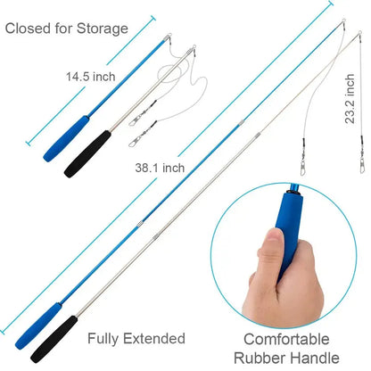 Funny Feather Cat Toy with Bell Refills, Retractable Wand, Eco-Friendly Materials, Includes 5 Feather Refills, for Active Kittens