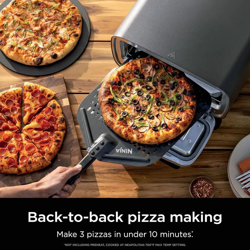 Ninja Artisan MO201 Outdoor Pizza Oven — 12-Inch Capacity, 700°F Max, 3-Minute Pizza, Electric Heat, Bake/Broil/Proof/Warm Functions