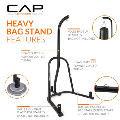 Fuel Pureformance Heavy Bag Stand, Black, Steel Tubing, Supports Up to 100 lbs, Scratch-Resistant Finish