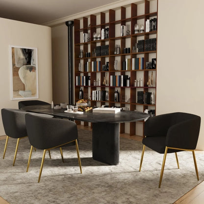 Fauteuil de salle   manger bouclette gris fonc  Basile