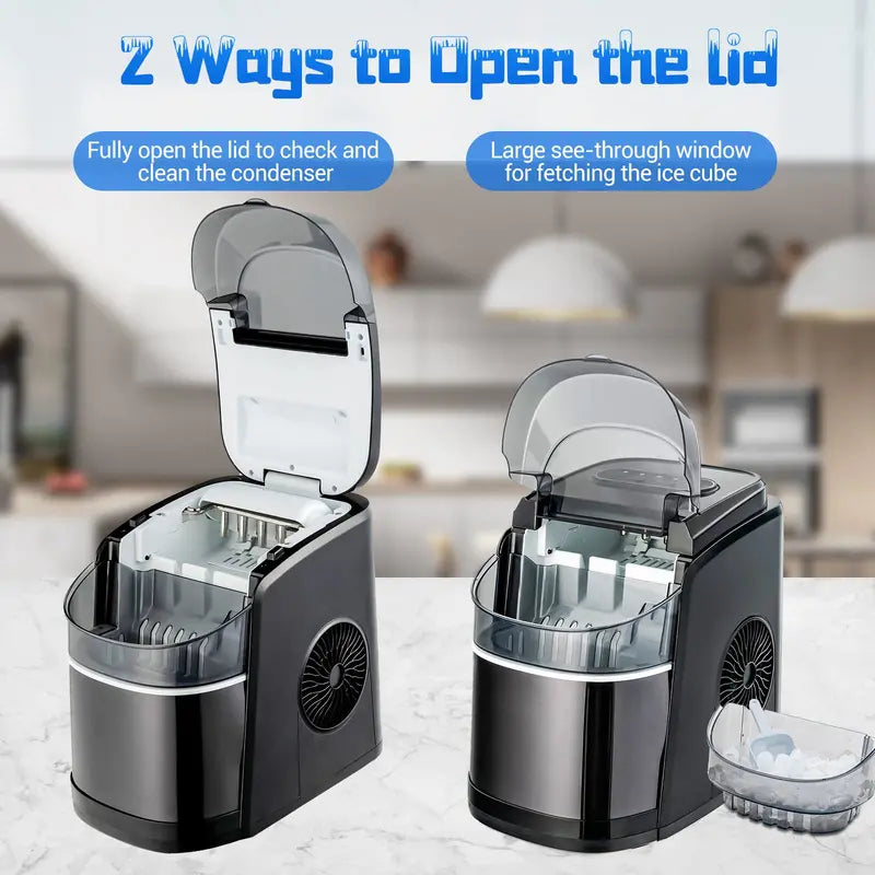 Compact Countertop Ice Maker  26.5 lbs/24H Output, 9-Cube Cycle in 6 Minutes, Self-Cleaning