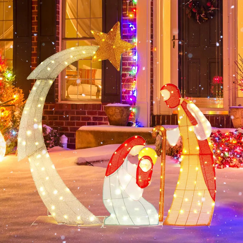 5-Foot Pre-Lit Nativity Scene Set with 140 Warm White LED Lights