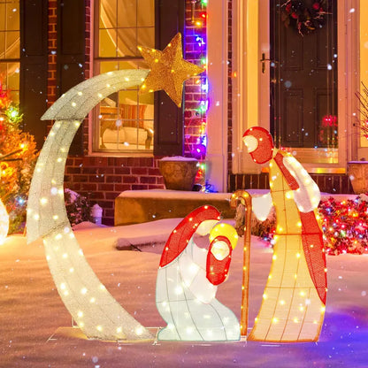 5-Foot Pre-Lit Nativity Scene Set with 140 Warm White LED Lights