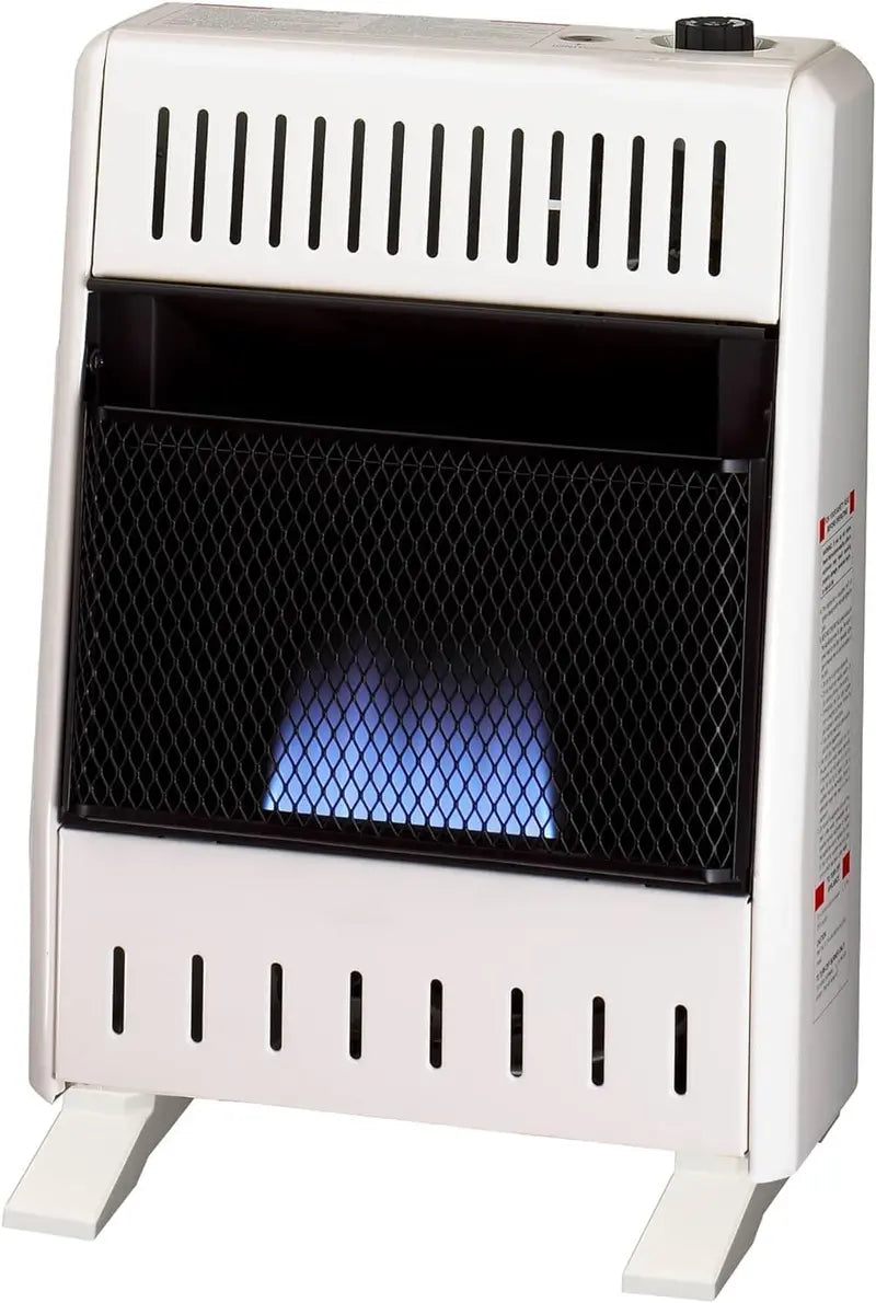 ProCom 10,000 BTU Ventless Propane Heater, Blue Flame, Thermostat Control, 500 Sq. Ft., Wall/Floor Mount, White