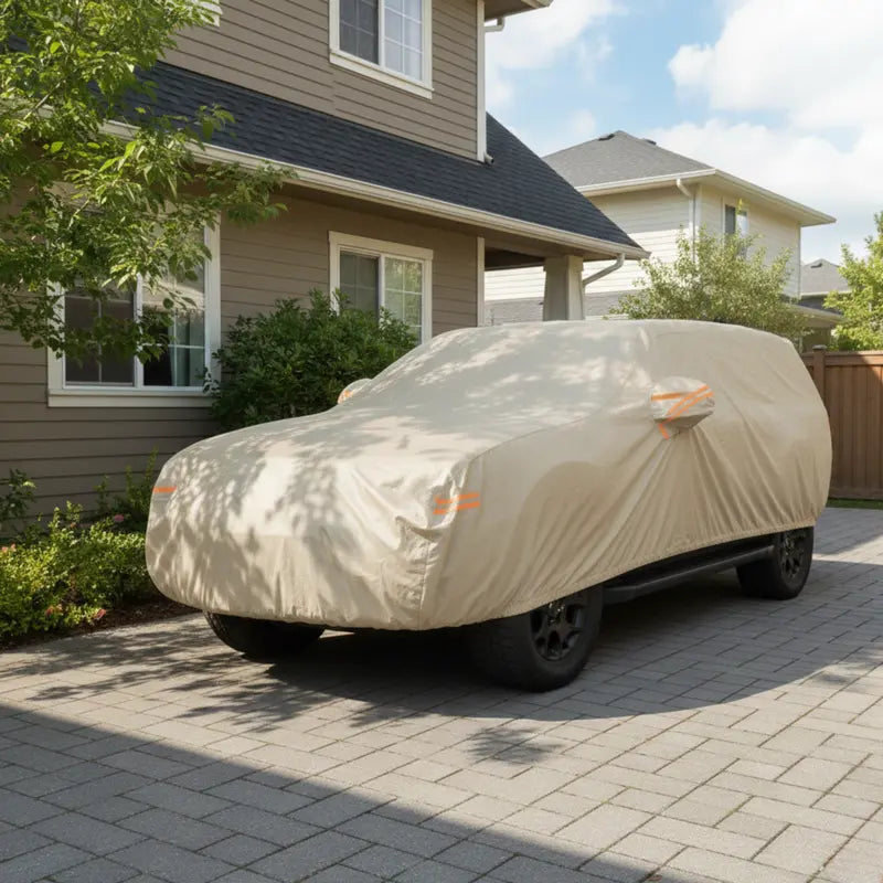 10-Layer Reflective All-Weather Car Cover with Secure Straps and Water Resistance