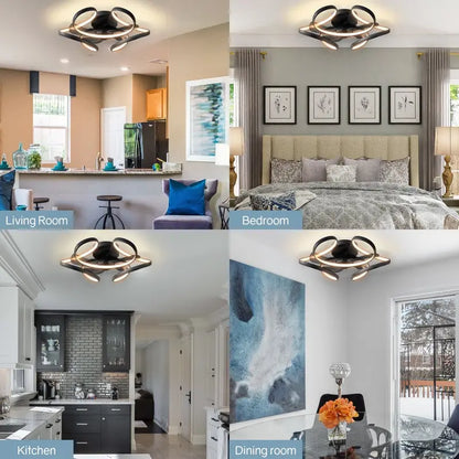 Surnie Ceiling Fan with Light Remote 6 Speeds 3 Colors for Living Room Bedroom Kitchen