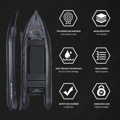 Durable 2-Person PVC Inflatable Kayak for Fishing with Aluminum Seats, Paddle & Repair Kit  130″x43″x11.8″