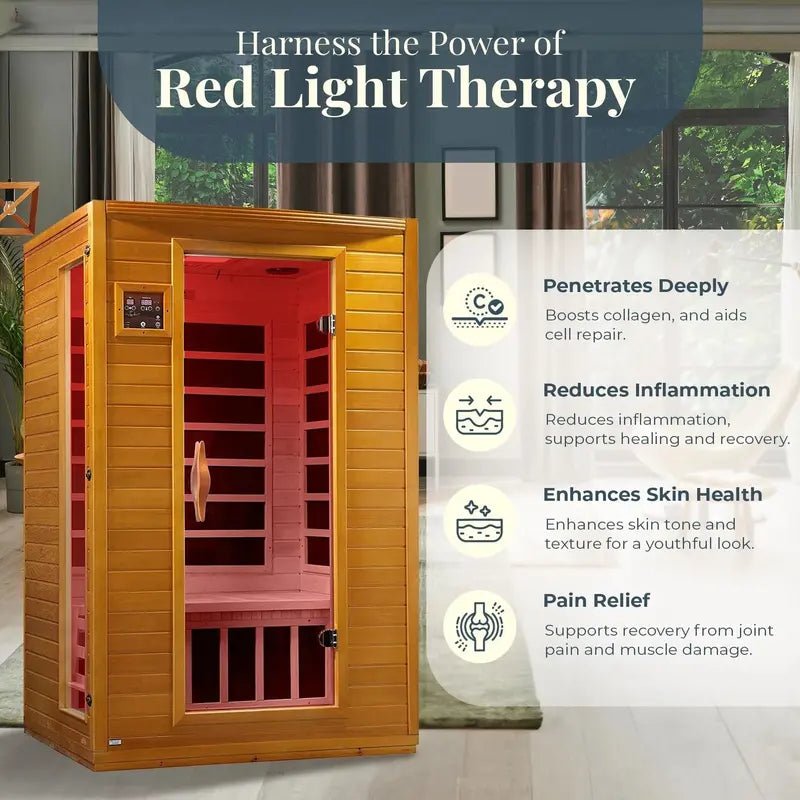 Dynamic Saunas Andora 2-Person FAR Infrared Sauna  Low EMF, Canadian Hemlock