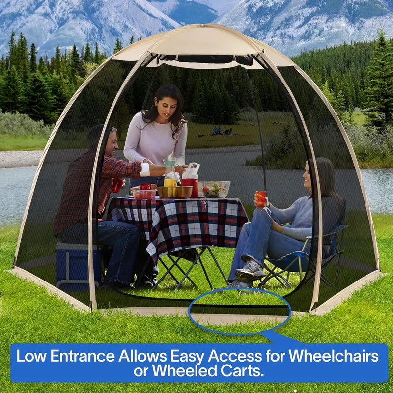 Igloo-Style Screen Gazebo Tent  Spacious Mosquito-Proof Canopy for Garden or Patio, Fits 615 People