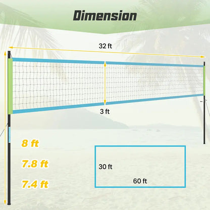 Easy-Setup Outdoor Volleyball Net Kit with Height-Adjustable Poles