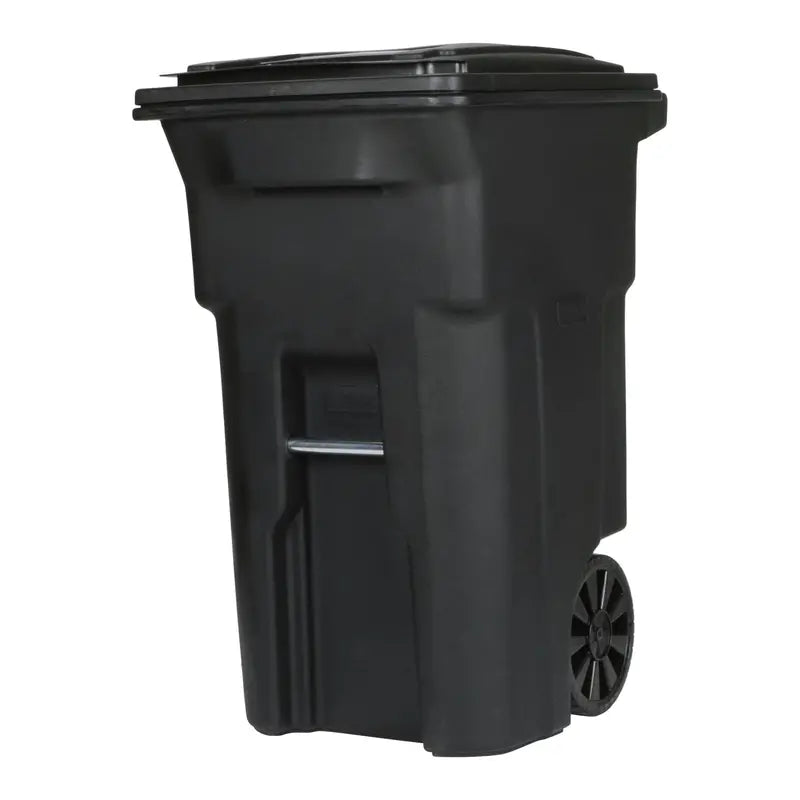 Toter 64-Gallon Wheeled Trash Can  Heavy-Duty Black Polyethylene with Lid