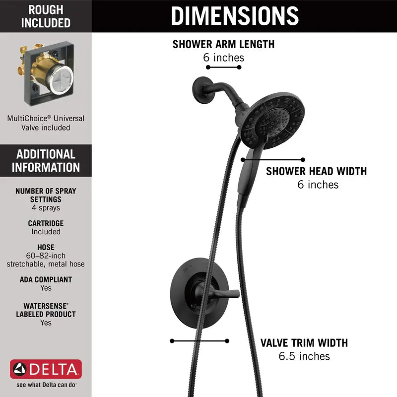 Delta Arvo 14 Series Single-Handle 2-in-1 Dual Shower System with In2ition Technology