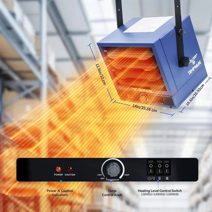 7500W Digital Ceiling-Mount Garage Heater  240V Hardwired Shop Heater with Full-Function Remote, 12-Hour Timer & Fan-Forced Heating (Blue)