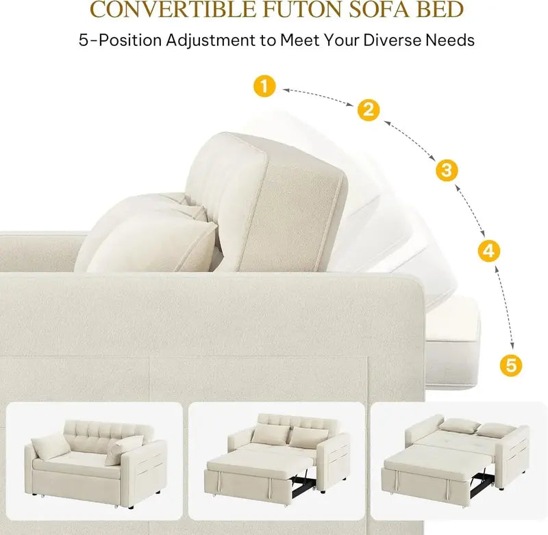 DWVO 3-in-1 Convertible Loveseat  Grey Scratch-Resistant Sleeper Sofa with Adjustable Backrest and Side Storage