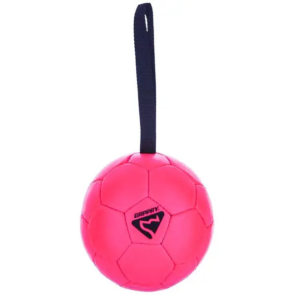 Gappay Leather Soccer Ball Tug Toy with Handle, 6.25″ Diameter, Adjustable Firmness, Organic Leather