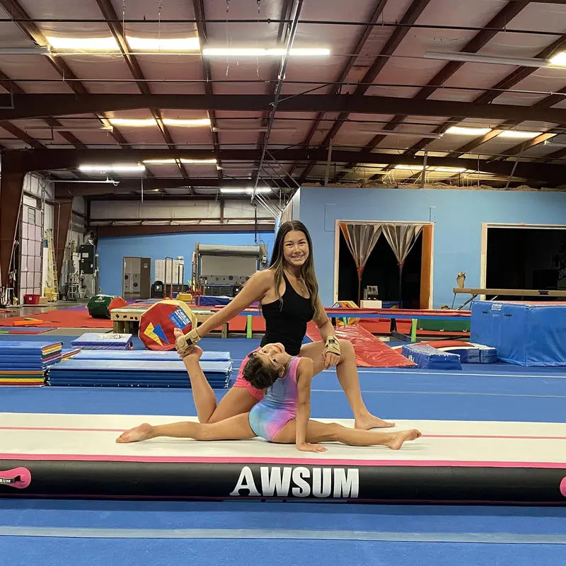 AWSUM Gymnastics Air Mat 10ft x 3.3ft x 4in  Durable, Waterproof, Portable with Pump