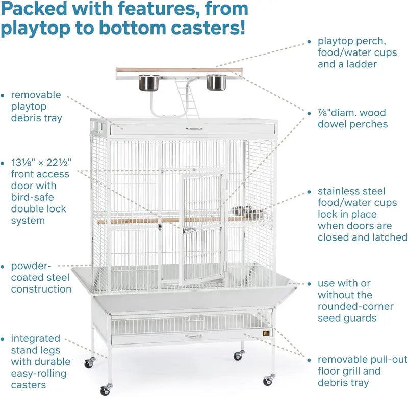 Prevue Pet Products Wrought Iron Bird Cage, Chalk White, 36″x24″x66″