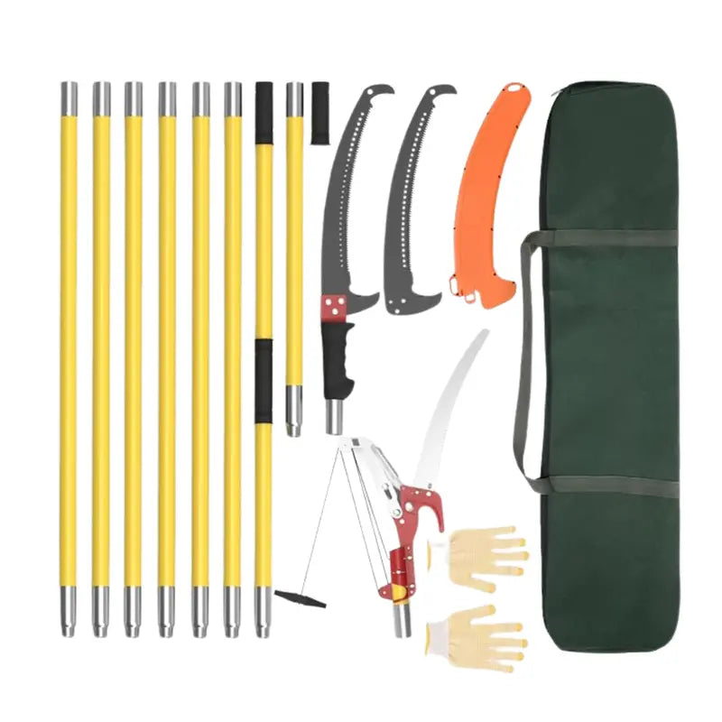 Telescoping Pole Pruner with Saw Attachment for High-Reach Tree Trimming