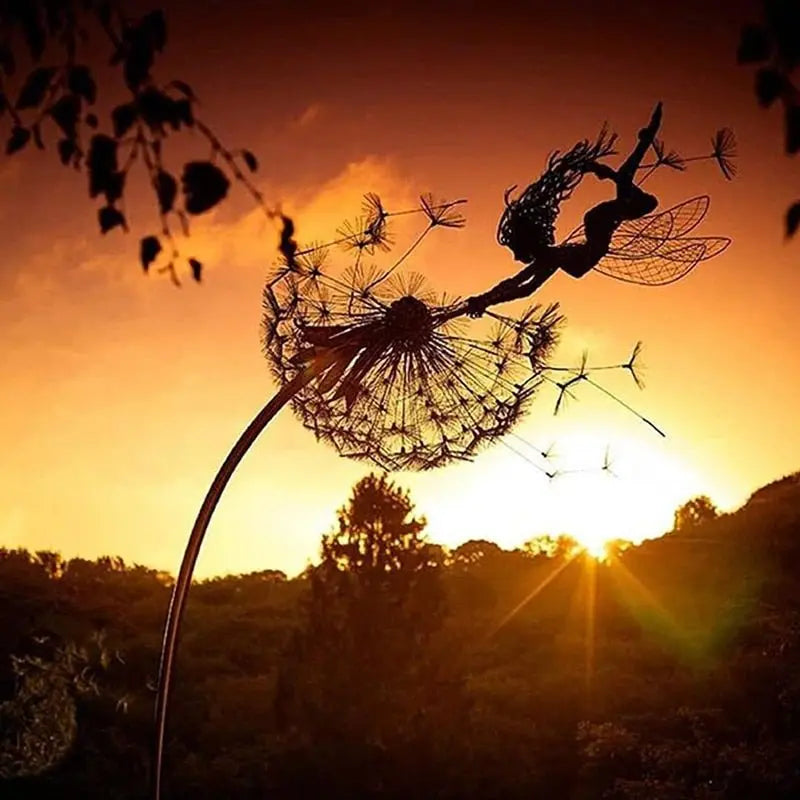 Aeris Dancing Fairy Garden Statue  Rust-Resistant Steel Sculpture with Delicate Wind-Swaying Details