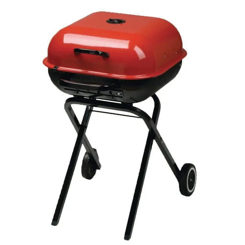 Americana Portable Red Charcoal Grill  Locking Design, Folding Legs, Easy Transport