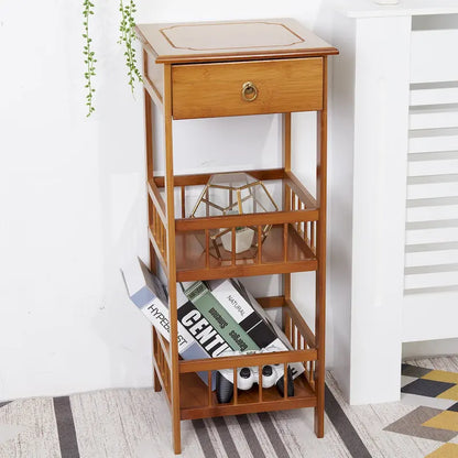 Wooden End Table with Storage Compartment