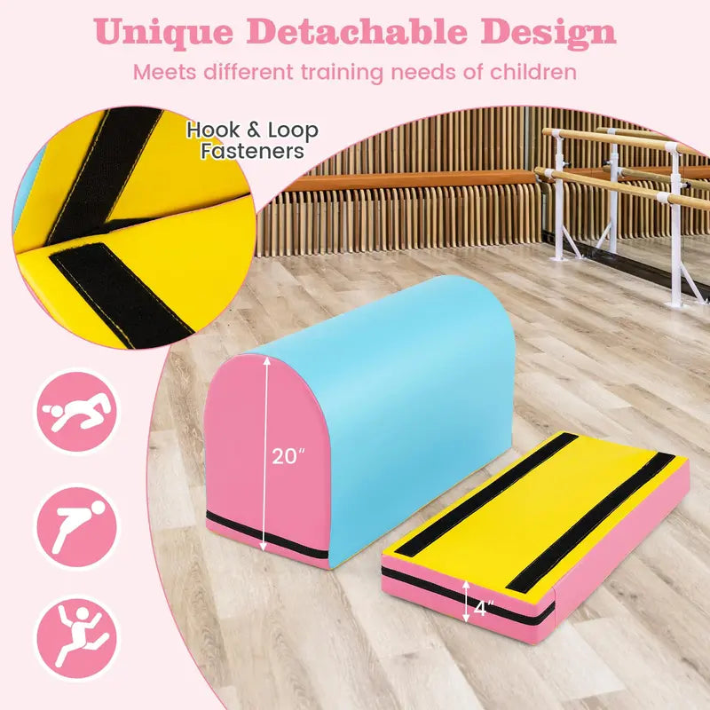 Mailbox-Style Tumbling Mat  Gymnastics Vaulting Box with Detachable Foam Mat & Carry Handle