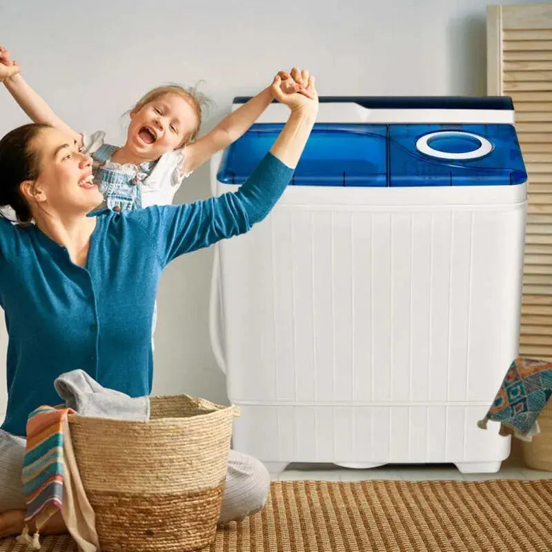 26-LB Portable Twin-Tub Washer Dryer  Compact 2-in-1 Unit with Drain Pump for RVs & Apartments