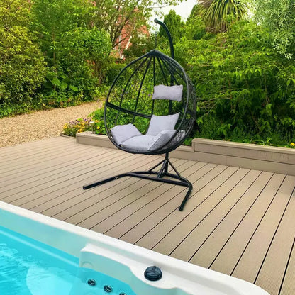 All-Weather Hanging Egg Chair  Indoor/Outdoor Rotating Pod Swing with Waterproof Rain Cover