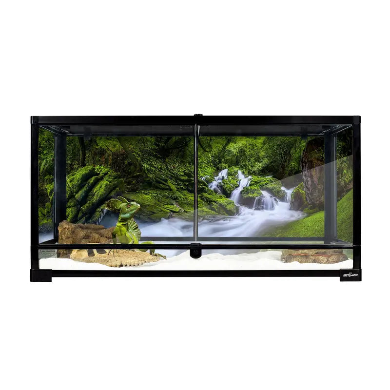 REPTI-ZOO 40 Gallon Glass Terrarium with Dual Doors, Secure Lock &amp; Removable Mesh Cover for Reptiles
