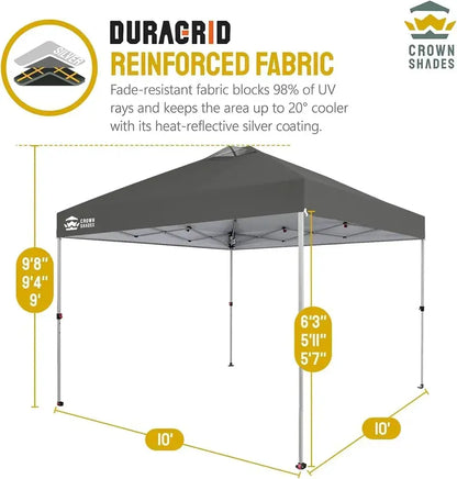 10×10 One-Click Pop-Up Awning  Silver-Coated Sunshade Canopy for Beach, Picnic & Outdoor Events