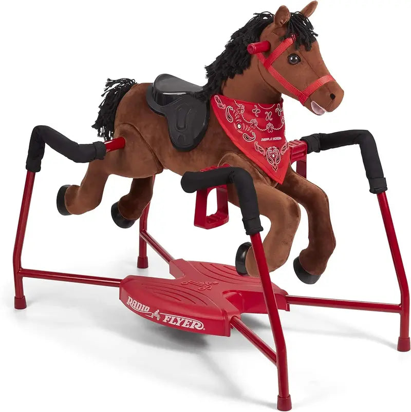Brown Plush Interactive Ride-On Horse Toy for Kids