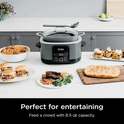 8.5-Quart Multi-Cooker  8-in-1 Functionality, Oven-Safe Pot, Glass Lid & Spoon