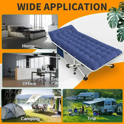 Heavy-Duty Folding Camping Cots with Built-in Mattresses  2-Piece Set for Outdoor Comfort
