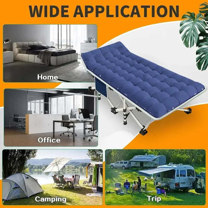 Heavy-Duty Folding Camping Cots with Built-in Mattresses  2-Piece Set for Outdoor Comfort