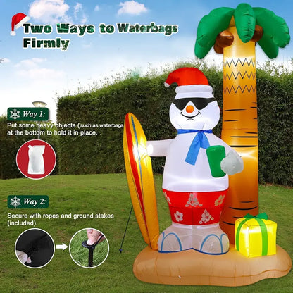 JingleJoy 8ft Inflatable Santa & Snowman with LED Lights  Outdoor Christmas Decor