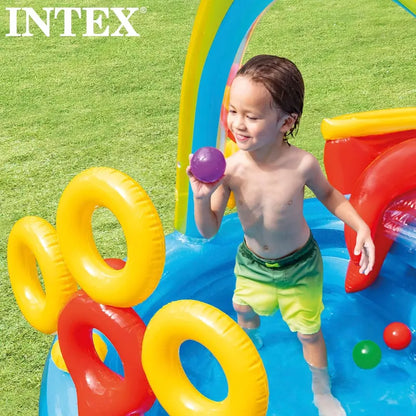 Intex Jungle Adventure Inflatable Play Center  96″ x 78″ x 28″ Kiddie Splash Pool with Water Slide for Toddlers & Backyard Fun