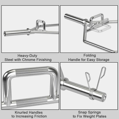 56-Inch Folding Hex Trap Bar  Chrome-Plated Deadlift and Weightlifting Bar with Dual Handles