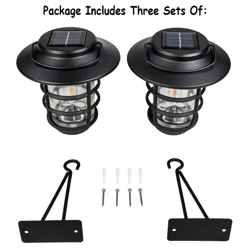Home Zone Security Solar-Powered Outdoor Wall Lantern  Decorative Glass Design, No Wiring Required
