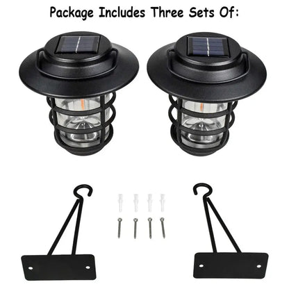 Home Zone Security Solar-Powered Outdoor Wall Lantern  Decorative Glass Design, No Wiring Required