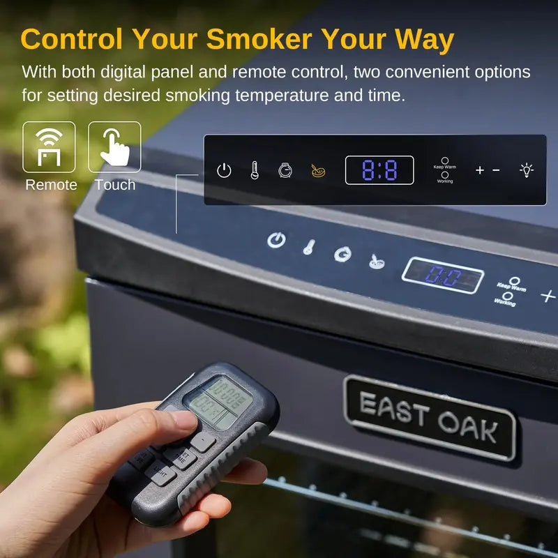 EAST OAK 30-Inch Digital Electric Smoker Featuring Tempered Glass Viewing Door