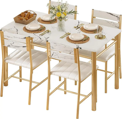 Wooden Kitchen Dining Set for Four Featuring Padded Chairs