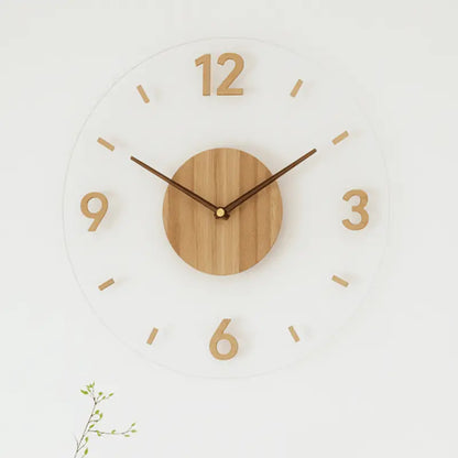 Minimalist Silent Quartz Wall Clock in Natural Wood Finish