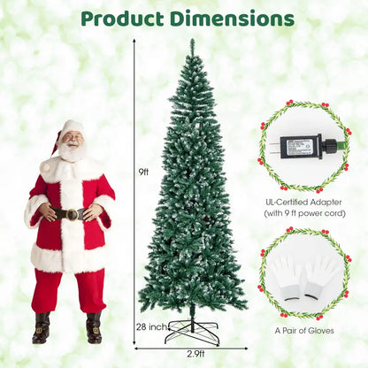 9-Foot Pre-Lit Slim Pencil Christmas Tree  500 Warm White LED Lights