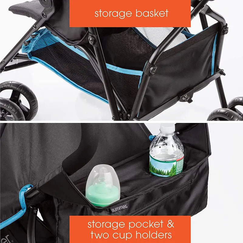 Lightweight Convenience Stroller  Blue/Black Foldable Infant Carrier for Easy Transport