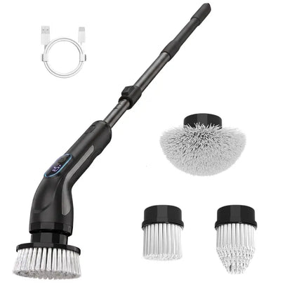Electric Spin Scrubber with Telescoping Handle and 4 Specialty Cleaning Brush Heads