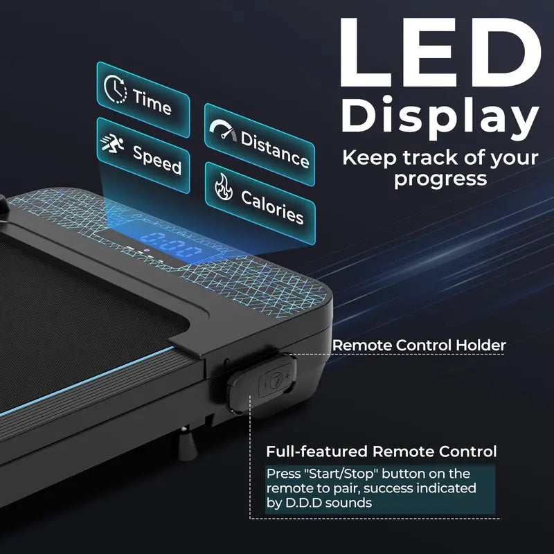Portable Under-Desk Walking Pad  300 LB Capacity Treadmill with LED Display, Remote & App Connectivity, Compact for Home or Office