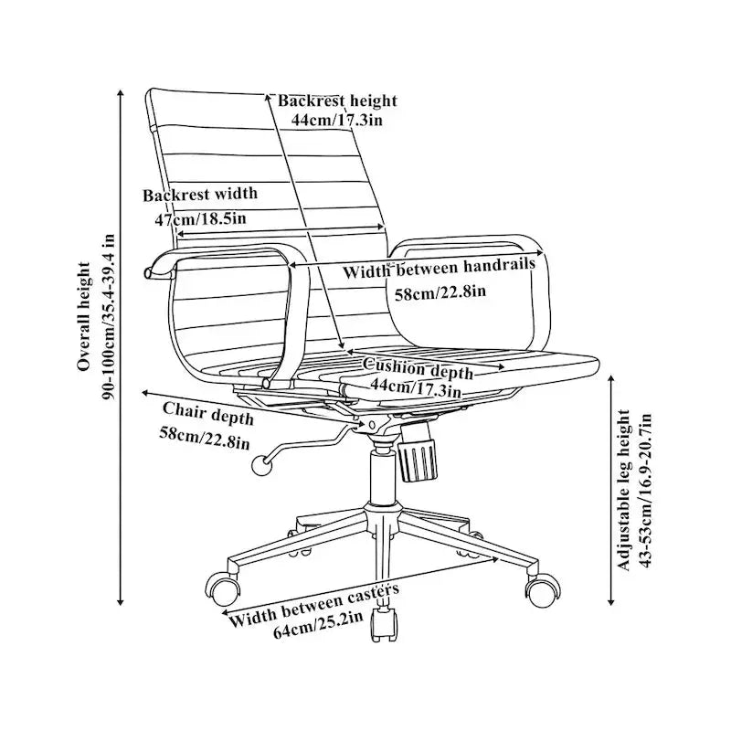 LUXMOD Ribbed Ergonomic Office Chair  Breathable Mesh Back & Adjustable Seat