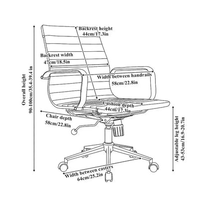 LUXMOD Ribbed Ergonomic Office Chair  Breathable Mesh Back & Adjustable Seat