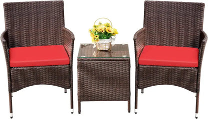 Devoko PE Rattan Patio Set — 3-Piece Garden Furniture with All-Weather Wicker Chairs