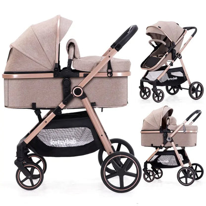 Lortsybab 2-in-1 Folding Infant Stroller  Reversible Seat, Compact Bassinet Design